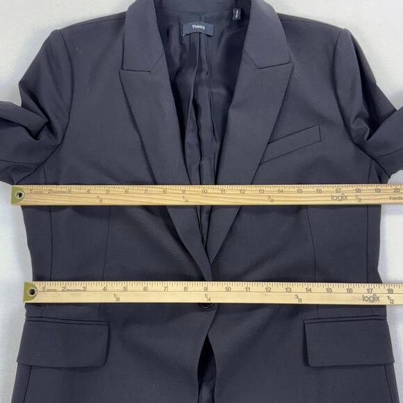 Theory Women's Staple Classic Career Wool Blend Blazer Size 10 Black - Picture 13 of 16